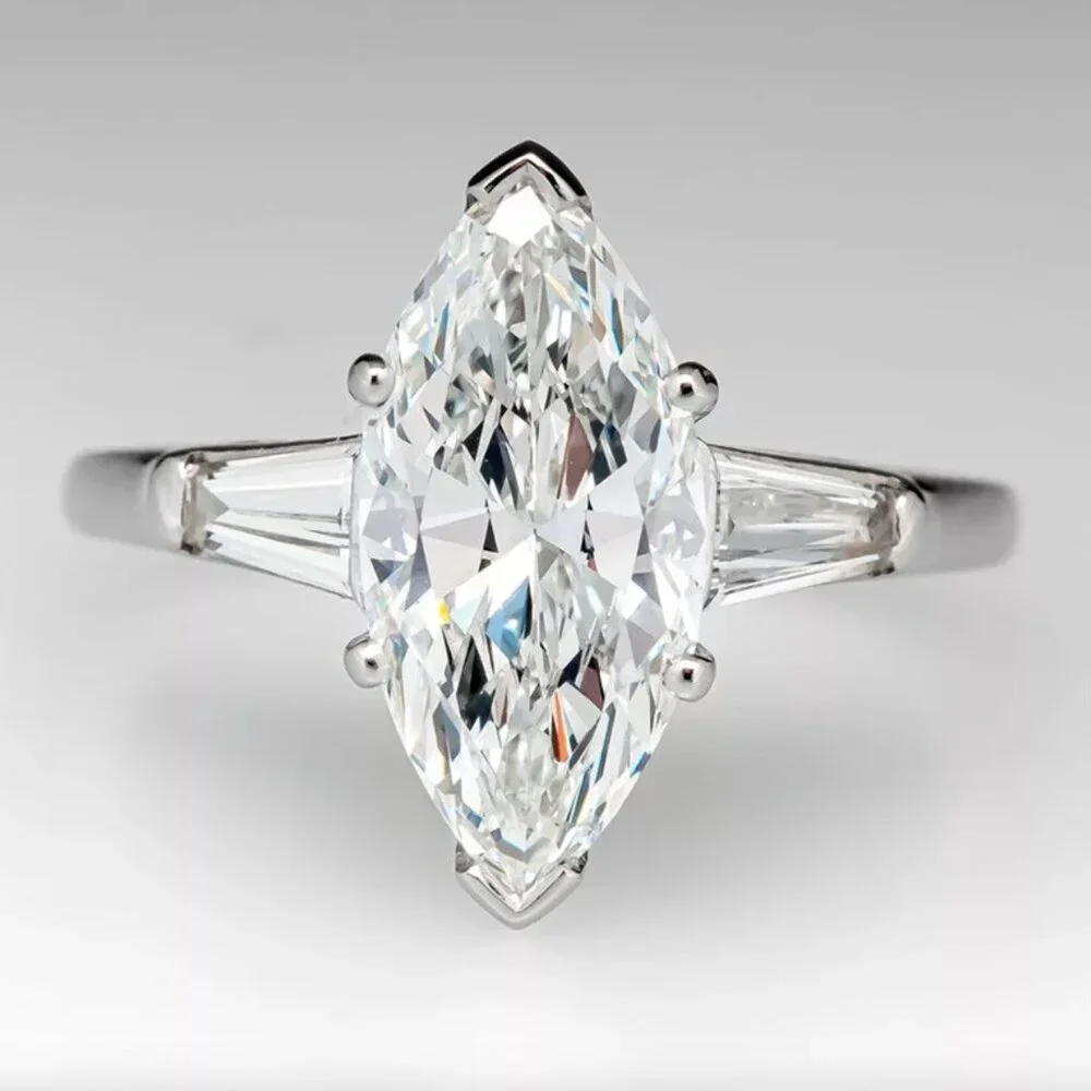 NEW 14K White Gold Marquise Cut Diamond Ring - Picture 6 of 7